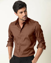 Brown Premium Giza Satin Cotton Full Sleeve Shirt For Men - Givuil